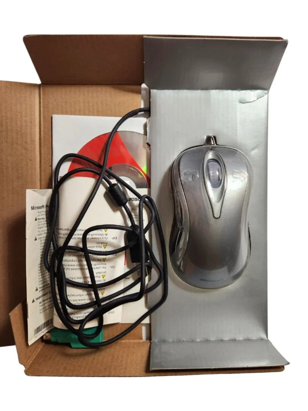 Microsoft Comfort Optical Mouse 3000 Wired 5-Button Silver Gray Black Magnifier
